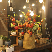 Simulation flower pomegranate fruit living room porch ornaments Persimmon fake flower girl clothing store floor high branch window decoration