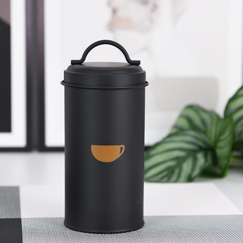 Greening Island export groceries Nordic style matte black iron coffee beans tea sugar bag storage tank