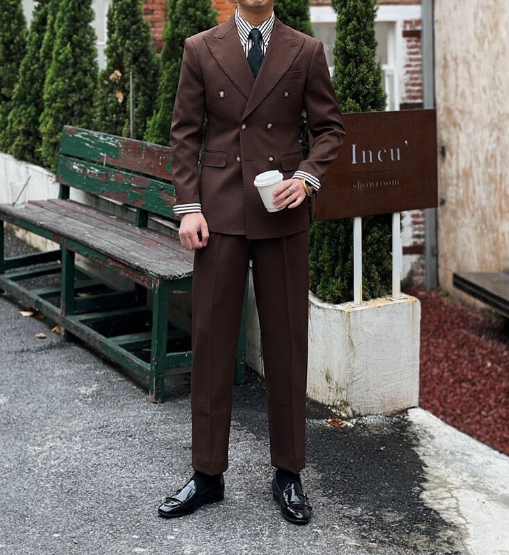 2023 British Gentleman Retro Ribbed Double-Breasted Suit Set Korean Style Business Simple Commuter Suit Set for Men 2023 British Gentleman Retro Ribbed Double-Breasted Suit Set Korean Style Business Simple Commuter Suit Set for Men