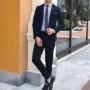 Hàn Quốc mẫu đơn giản cơ bản một bộ đồ đơn ngực nhiều màu thời trang hoang dã thủy triều nam phù hợp với phiên bản mỏng áo dài nam