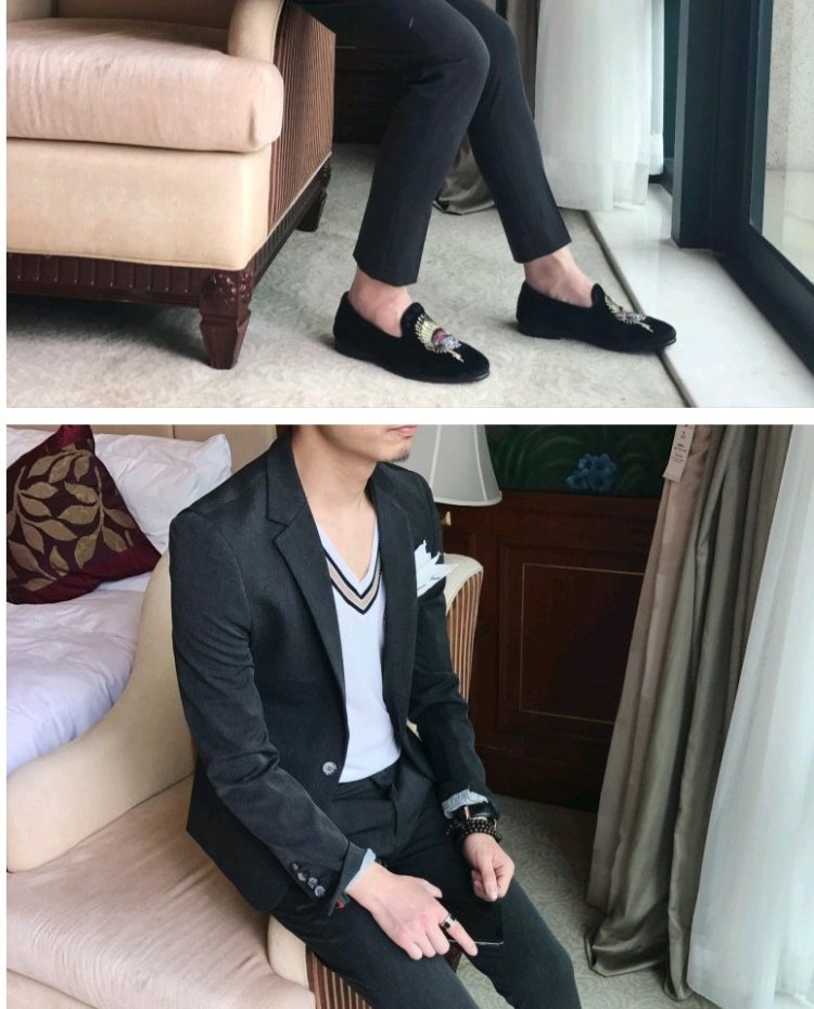 2018 mới đơn giản màu đơn sắc phiên bản Hàn Quốc của bộ đồ bình thường phù hợp với nam triều thời trang Slim British hai bộ 3 màu áo khoác nam