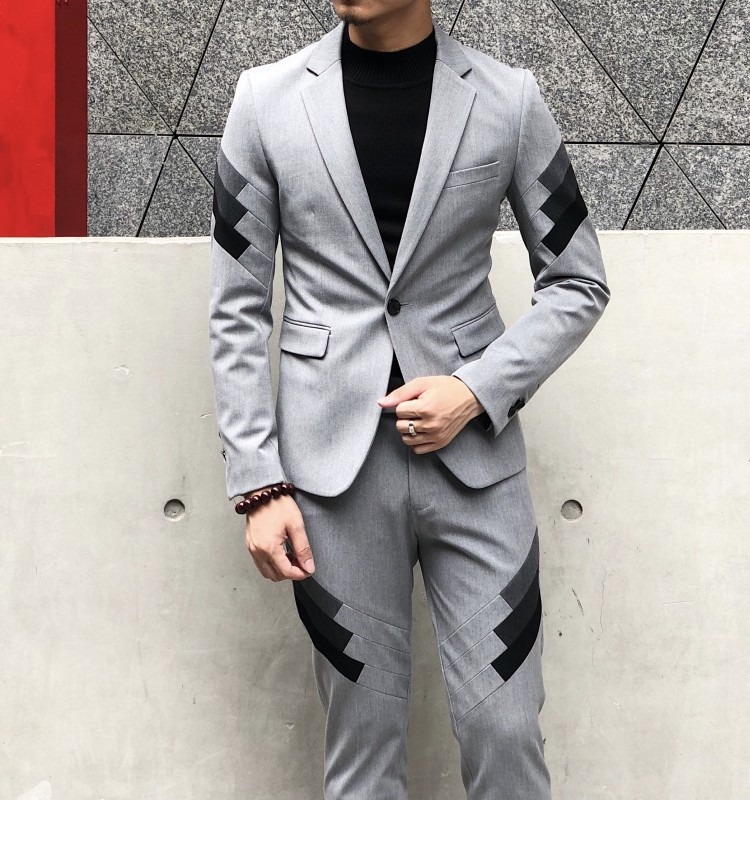 Catwalk 2018 thời trang lớn thời trang khâu thiết kế phù hợp với quần áo nam gió Anh phiên bản Hàn Quốc của bộ đồ quần nam