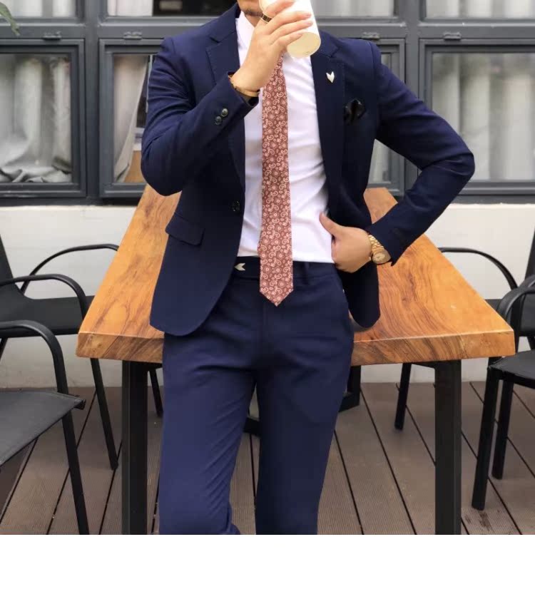 2018 mới đơn giản màu sắc đơn giản quý ông phù hợp với bộ đồ vest nam Slim thời trang nhỏ phù hợp với bộ đồ hai mảnh 4 màu vest nam