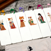 Gua Jira painted Tang style painting Meow bookmarks paper bookmarks 6 pieces into beepapa Qingchuan to things