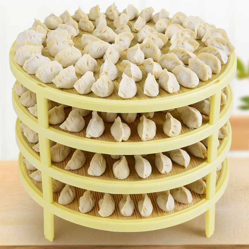 Tray of dumplings Dumpling box Frozen dumpling storage box Multi-layer household dumpling plate dumpling curtain bamboo artifact placed