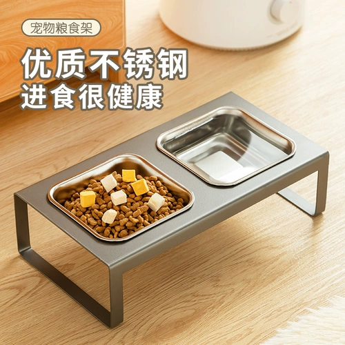 Миска для собак, миска для корма для домашних животных, двойная миска из нержавеющей стали, миска для риса для собак, миска для воды для собак, приподнятая миска для риса, поилка для кошек, чтобы предотвратить опрокидывание