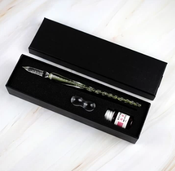 Стеклянный ретро комплект ручной работы, ручка для школьников, подарочная коробка, градиент, популярно в интернете