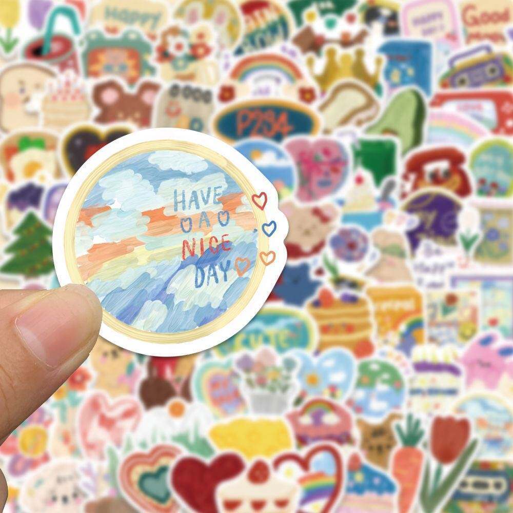 Korean watercolor sticker notebook cute DIY