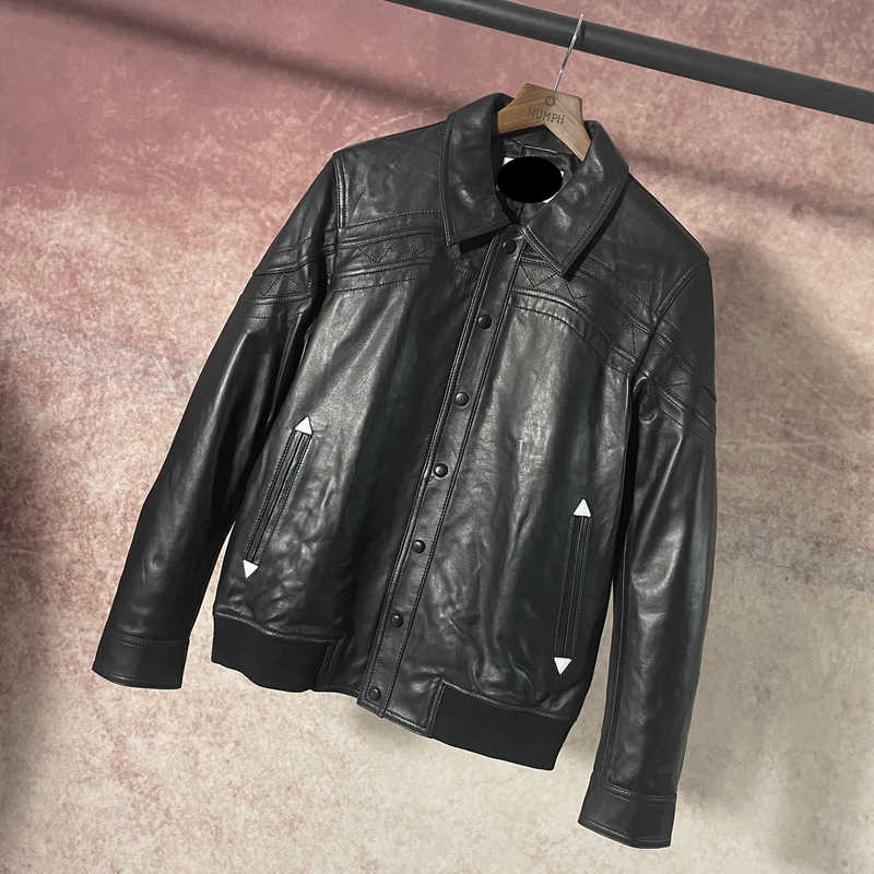 Small Quantity Genuine First-Layer Sheepskin Autumn Men's Leather Jacket Short Casual Business Collar Young Men Small Quantity Genuine First-Layer Sheepskin Autumn Men's Leather Jacket Short Casual Business Collar Young Men
