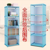 Bedside three-layer storage steel toy shelf floating window home student cloth bookcase simple bookshelf plastic cloth art can