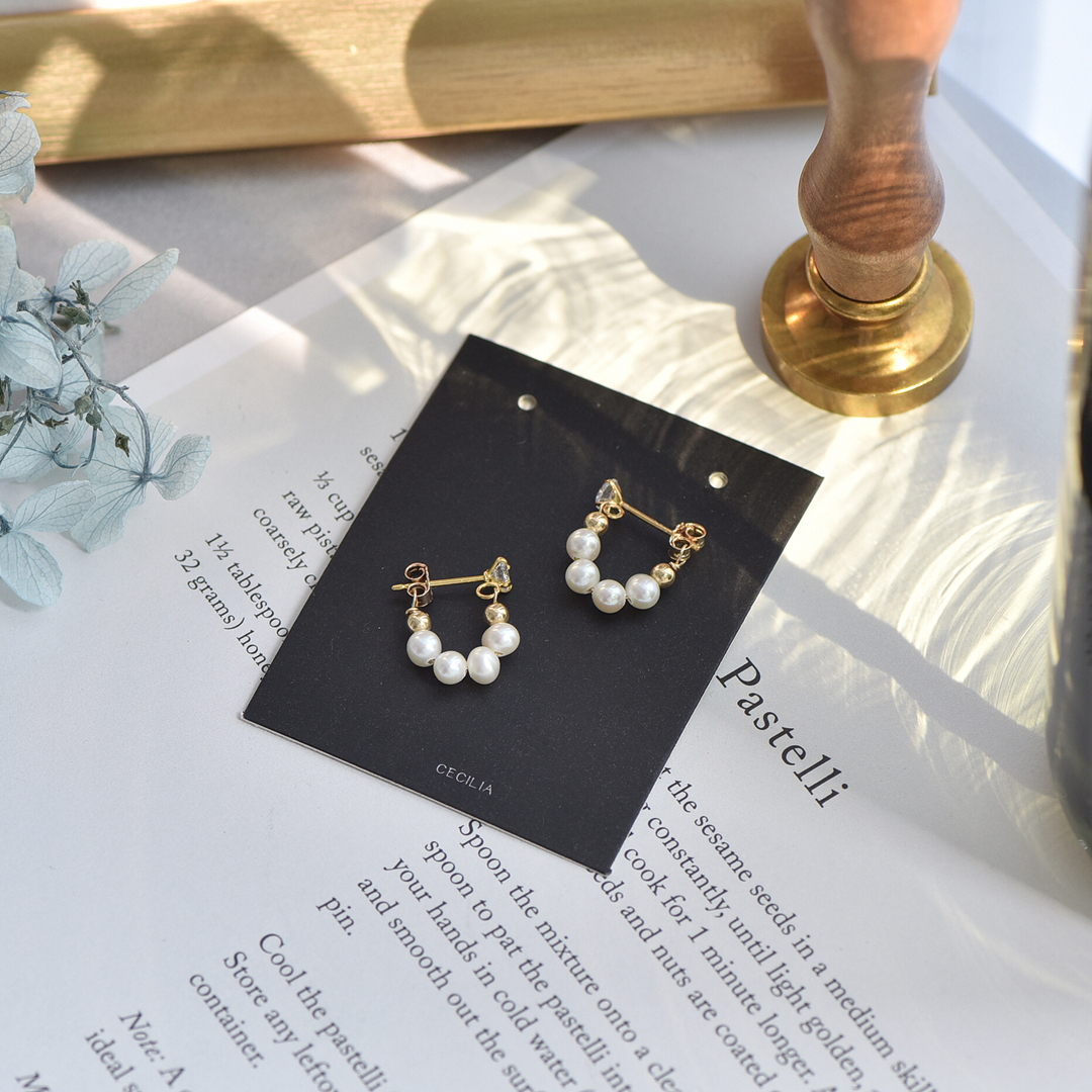 CECILIA original simple and exquisite Port wind girl pearl sterling silver diamond ear pins front and rear personality earring ear clip