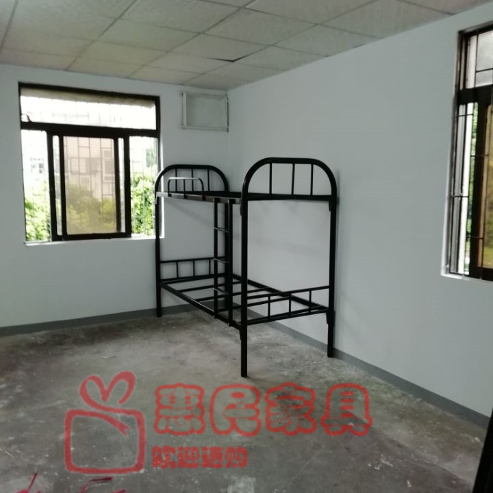 Thâm Quyến nhân viên bunk giường sắt giá cả phải chăng và bền trên lớn uốn cong ống đen dày 50 - Giường giường gỗ ép