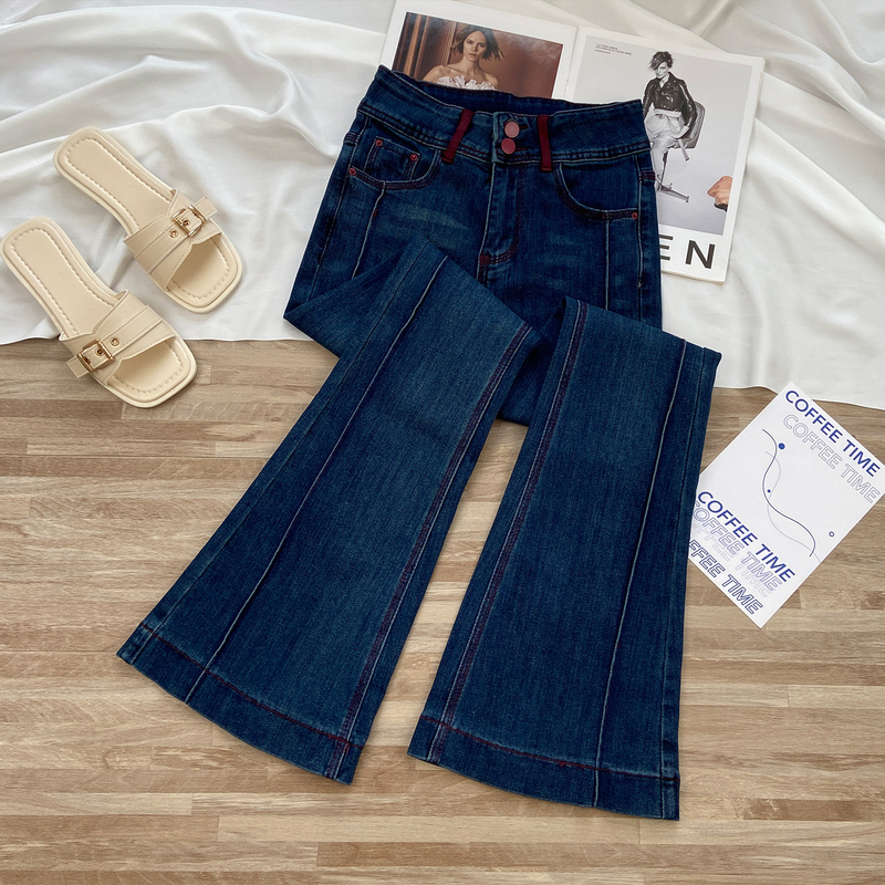Gaga Makes You Look Slimmer~ Flared Jeans for Women, Summer Thin Style, 2026 New Model, Double-Button High-Waisted Bell-Bottom Pants for Petite Women