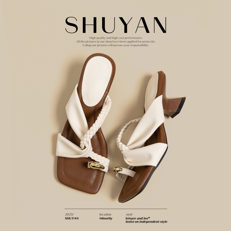 Beautiful Soft-Soled Thong Sandals for Women, 2026 Summer New Style, Mid-Heel, Unique and Attractive, Comfortable for Wearing Outside, Fairy Sandals Beautiful Soft-Soled Thong Sandals for Women, 2026 Summer New Style, Mid-Heel, Unique and Attractive, Comfortable for Wearing Outside, Fairy Sandals
