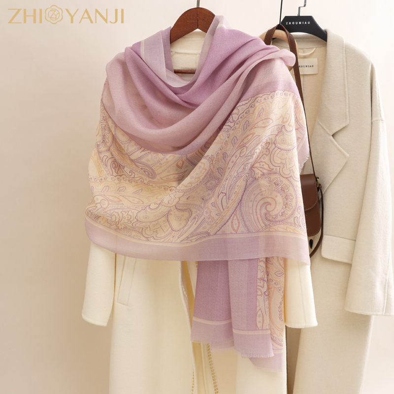 Scarf Shawl for Women, Wool 2026 New Style, High-End Feel, Gift for Elders and Mothers on Birthdays, Thin Purple Neck Scarf