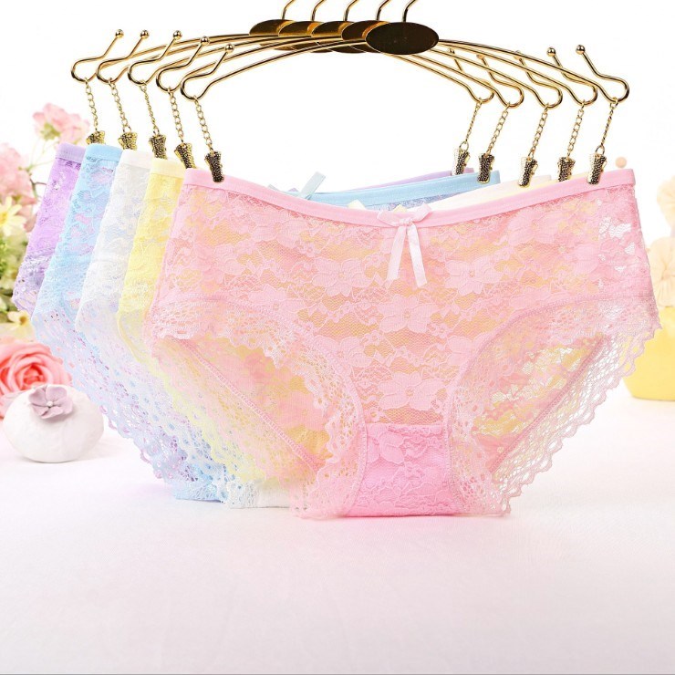 Ren kết hợp cotton mới của phụ nữ quần lót lụa băng cô gái năm phần dễ thương mỏng thanh niên hộp quà quần lót đúc 