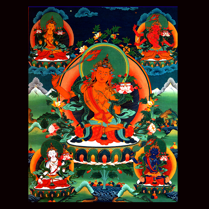 Tie-edge 3D Cubism ManjustBodhisattva Donka portrait No box Donka Five Fangshu Manjusri