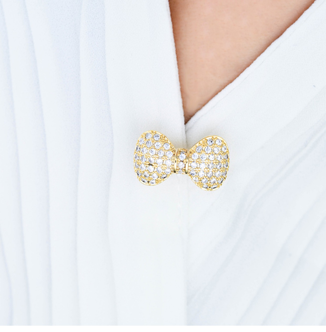 Camellia Zircon Trâm Hàn Quốc Nữ Anti-Walk Mini Pin Trang trí nơ Tie Nút áo len Phụ kiện ghim cài áo