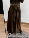 Long fine pleated elegant umbrella skirt with wide hem knitted skirt