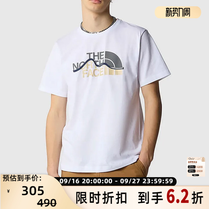 The North Face Spring and Summer New Men's Black Small Logo Round Neck Short-Sleeved T-Shirt 300217