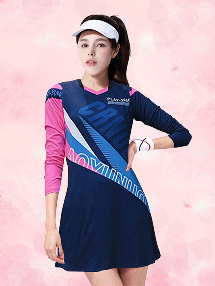Badminton suit women's spring and summer new sports large size men's short-sleeved net row table tennis custom dress Korean suit