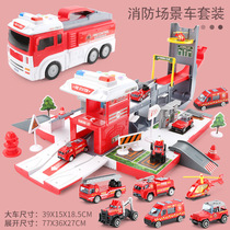 Childrens large inertial container truck toy model deformation scene parking lot Inertia truck toy