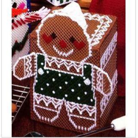 Three-dimensional embroidery DIY handmade set gingerbread man tissue box home cross stitch A197