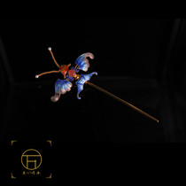 Silver silk inlaid enamel color burnt blue silver gilt gold 925 Tang Ming Qing clothing Hanfu headdress tassel Chinese hairpin