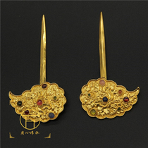 Ming Dynasty hidden temples Hanfu jewelry original gem silver gold-plated carving ancient method handmade headdress Hanfu hair hairpin Di bun
