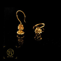 Wanbao de ancient method sterling silver gold-plated Hanfu cheongsam retro style exquisite earrings female summer niche senior design sense