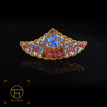 Ming Dynasty enamel color Hanfu Ming clothing accessories headdress slam hairpin burnt blue silk ancient method pure handmade headdress