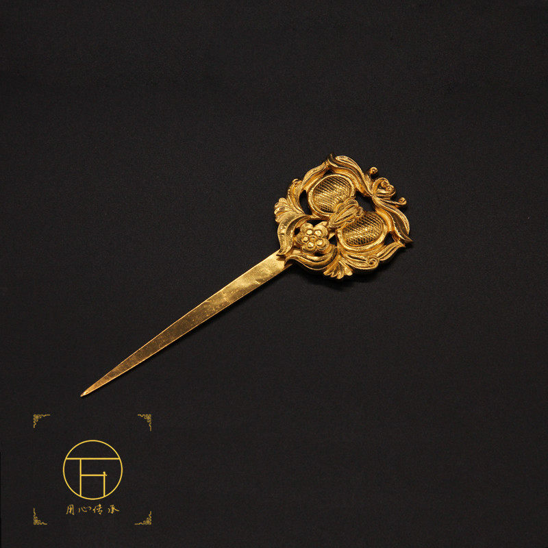 Wan Paodegufa Handcrafted Museum Chisel Engraving for Han Costume Jewelry Hair Hairpin Hairpin China Traditional Jewelry Restoration