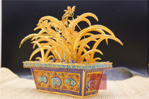 Wanbao Deyin Forbidden City enamel gems inlaid orchid enamel bonsai ornaments turquoise gift collection