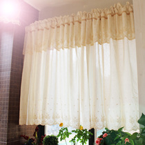 American countryside field garden hollowed-out pure cotton embroidery small flower cotton linen coffee curtain finished curtain small curtain head half-curtain BL32