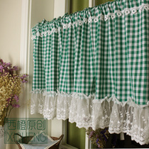 Book-made plaid pure cotton fields Garden Shading Fabric Art Kitchen half-curtain floating window Short-curtain Coffee Half a short curtain dust-proof curtain