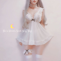 My Dear Lolita French soft sister strap wooden ear side perspective lace sexy suspender night dress~