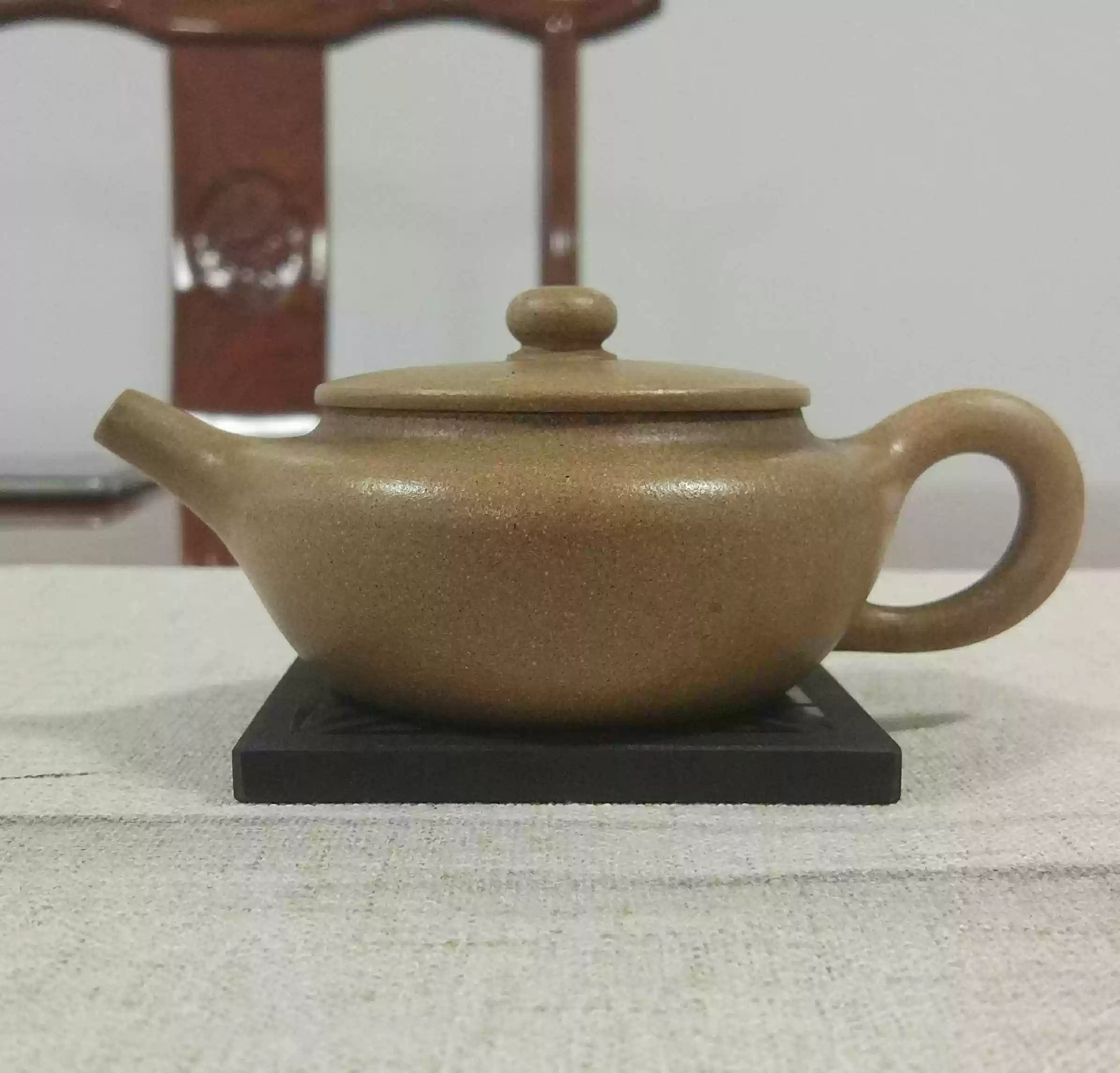 宜兴手工段泥紫砂壶汪伯强桑扁壶底槽清180cc