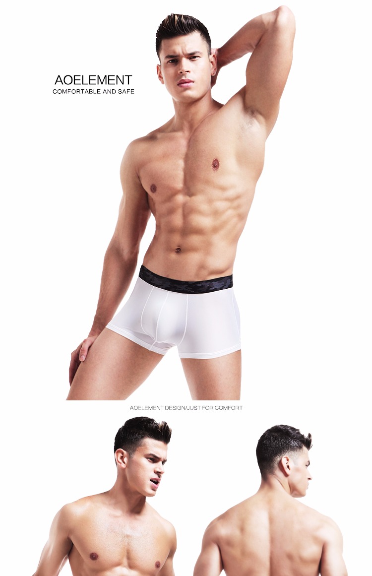 Mùa hè lụa siêu mỏng lụa đồ lót nam boxer thoáng khí gợi cảm trong suốt lụa bốn góc quần short không dấu vết quần lót đẹp