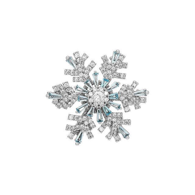 rotating snowflake ຄໍາສີຂາວສອງຊັ້ນ brooch ລະດັບສູງ brooch ຕ້ານການ exposure zircon corsage ແມ່ຍິງ Italina