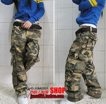 Classic fashion American version cotton casual trend overalls mens and womens multi-bag pants camouflage trousers travel friends locomotive Mountaineering