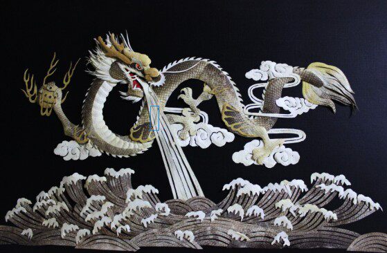 Hezhe fish skin painting Chinese dragon Chinese minority handicrafts Feature murals Northeast handicrafts