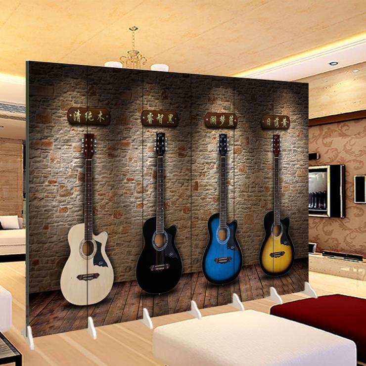 Âm nhạc retro châu Âu guitar nền tường phân vùng màn hình thời trang phòng khách hiên Nhạc cụ video YY neo phòng - Màn hình / Cửa sổ mẫu khung cửa sổ gỗ đẹp
