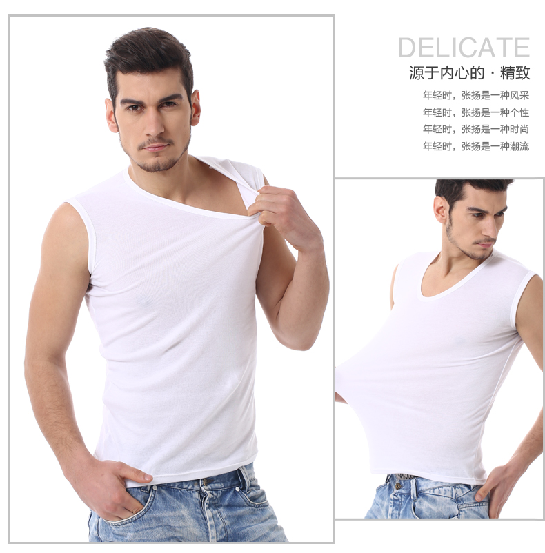 Của nam giới phong cách triều nam áo sơ mi mùa hè phần mỏng cotton mồ hôi thấm không tay rộng vai vest thể thao vest nam triều