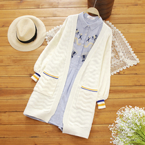 Pregnant womens sweater womens spring and autumn loose Korean version of long knitted cardigan jacket pregnancy pregnancy pregnancy autumn coat