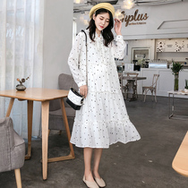 Maternity Dress Autumn new long sleeve chiffon pregnant women long dress spring and autumn pregnant women cake skirt