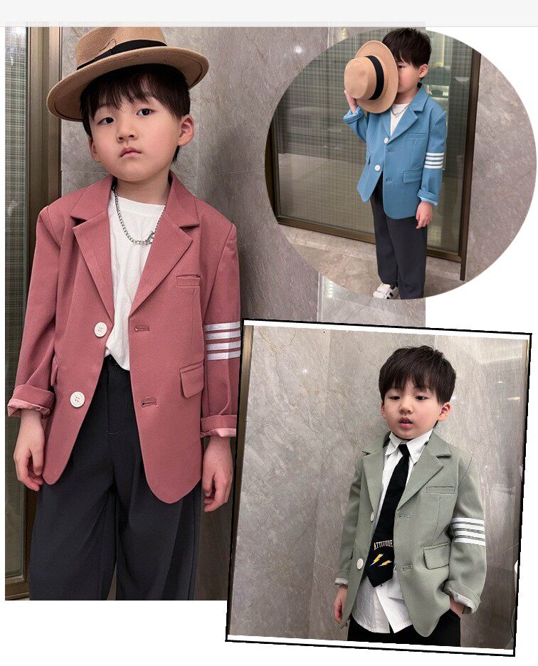 Boys' suit jacket single piece of pink British Wind College wind 2022 Spring and Autumn new children's Korean Pi leisure