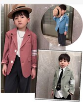 Boy suit jacket jacket single piece pink Inn Wind college wind 2022 Spring and autumn new children Han version of ocean gas casual