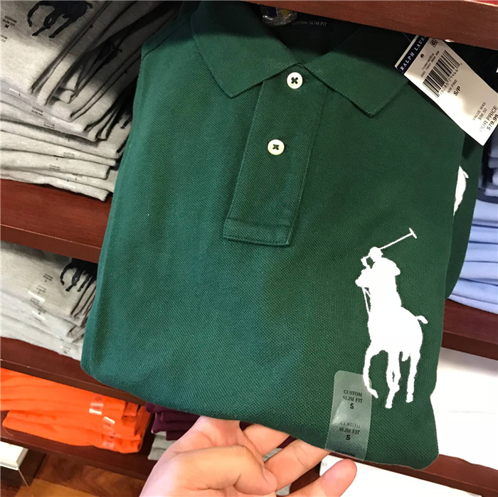 Polo ralph lauren nam ngựa lớn tiêu chuẩn cotton mỏng tay áo polo ngắn tay Mỹ đích thực áo polo form rộng