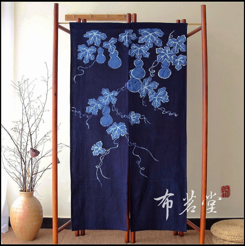 Cloth Drinking Hall Wax Dyeing Door Curtain Plant Dyeing Cloth Curtain Day Style Cloth Art Door Curtain and Artisanal Batik for exporting Japan