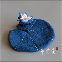 Bumingtang fabric blue lotus tea pot pad paper car hanging necklace blue dyed plant dyeing hand made fabric